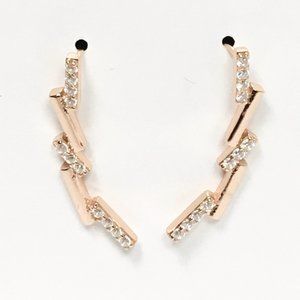 Gold Rose Sterling Silver CZ Drop Earrings